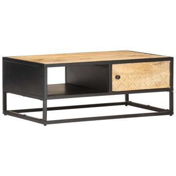 Gossi masuta de cafea cu usa sculptata 90x55x 36 cm lemn mango brut