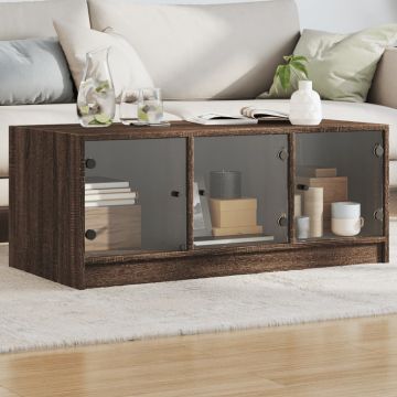 Gossi masuta de cafea cu usi din sticla, stejar maro, 102x50x42 cm