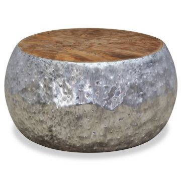 Gossi masuta de cafea din aluminiu si tec, 60 x 60 x 30 cm