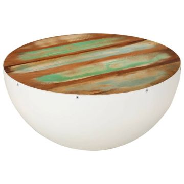 Gossi masuta de cafea forma de bol alb Ø50x24 cm lemn masiv reciclat