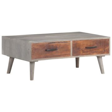 Gossi masuta de cafea gri 100x60x40 cm lemn masiv de mango nefinisat