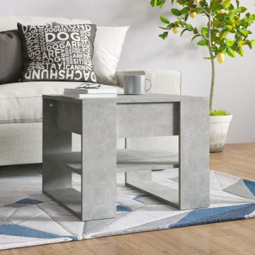 Gossi masuta de cafea, gri beton, 55,5x55x45 cm, lemn prelucrat
