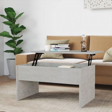 Gossi masuta de cafea, gri beton, 80x50,5x41,5 cm, lemn prelucrat