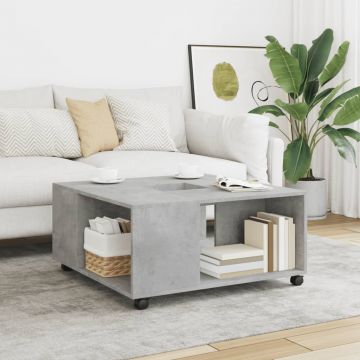 Gossi masuta de cafea, gri beton, 80x80x40 cm, lemn prelucrat