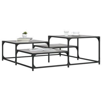 Gossi masuta de cafea, gri sonoma, 107x107x40 cm, lemn compozit