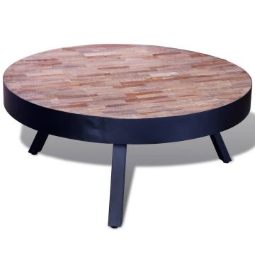 Gossi masuta de cafea rotunda, lemn de tec reciclat