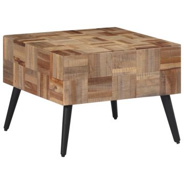 Gossi masuta de cafea, gri, 55x55x40 cm, lemn masiv de tec reciclat