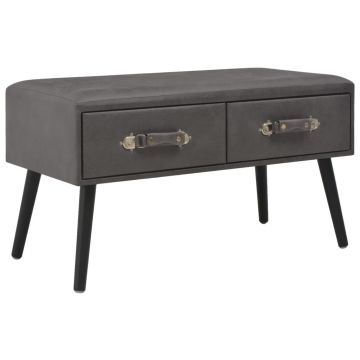 Gossi masuta de cafea, gri, 80 x 40 x 46 cm, piele ecologica