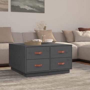Gossi masuta de cafea, gri, 80x80x45 cm, lemn masiv de pin