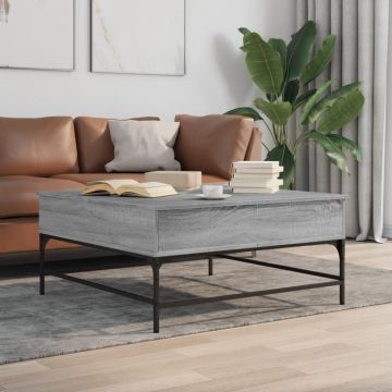 Gossi masuta de cafea, gri sonoma, 95x95x45 cm, lemn prelucrat/metal