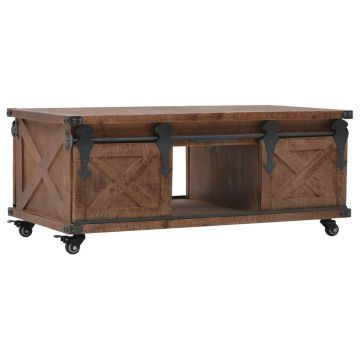 Gossi masuta de cafea, lemn masiv de brad, 91 x 51 x 38 cm, maro