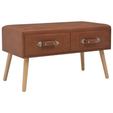 Gossi masuta de cafea, maro, 80 x 40 x 46 cm, piele ecologica