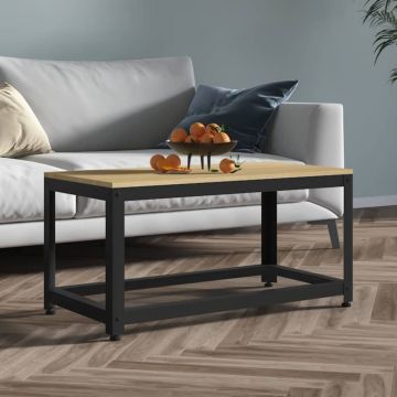 Gossi masuta de cafea, maro deschis & negru, 90x45x45 cm, mdf si fier