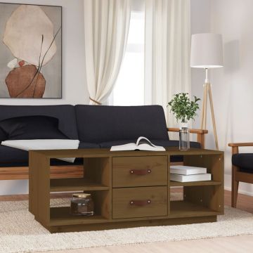 Gossi masuta de cafea, maro miere, 100x50x41 cm, lemn masiv de pin