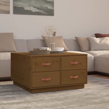 Gossi masuta de cafea, maro miere, 80x80x45 cm, lemn masiv de pin