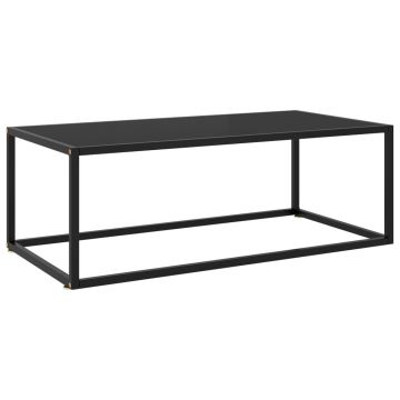 Gossi masuta de cafea, neagra cu sticla neagra, 100x50x35 cm