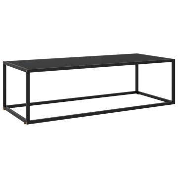 Gossi masuta de cafea, neagra cu sticla neagra, 120x50x35 cm