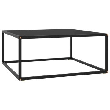 Gossi masuta de cafea, neagra cu sticla neagra, 80x80x35 cm