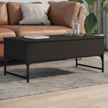 Gossi masuta de cafea, negru, 100x50x40 cm, lemn prelucrat si metal