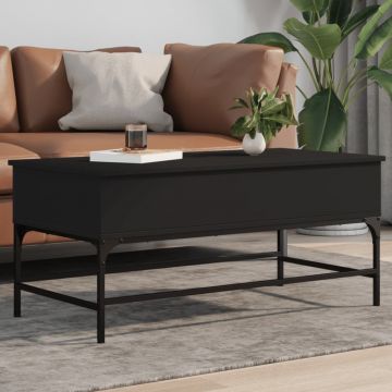 Gossi masuta de cafea, negru, 100x50x45 cm, lemn prelucrat si metal