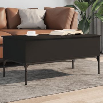Gossi masuta de cafea, negru, 100x50x45 cm, lemn prelucrat si metal