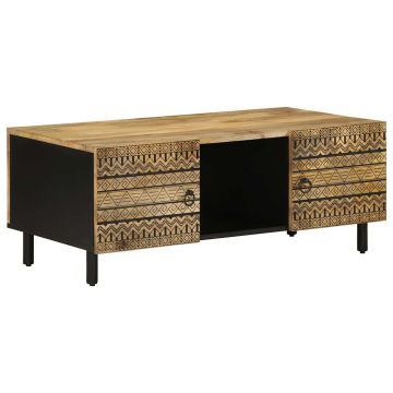 Gossi masuta de cafea, negru, 100x54x40 cm, lemn masiv brut de mango