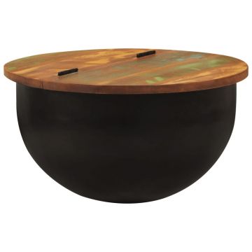 Gossi masuta de cafea, negru, 50x27 cm, lemn masiv reciclat