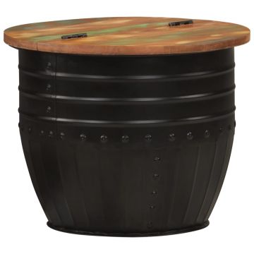 Gossi masuta de cafea, negru, 50x39,5 cm, lemn masiv reciclat
