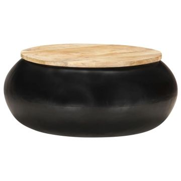 Gossi masuta de cafea, negru, 68 x 68 x 30 cm, lemn masiv de mango