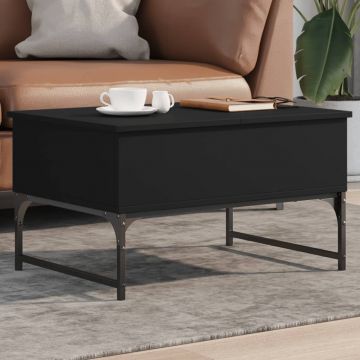 Gossi masuta de cafea, negru, 70x50x40 cm, lemn prelucrat si metal