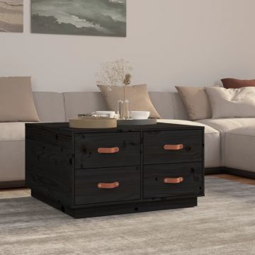 Gossi masuta de cafea, negru, 80x80x45 cm, lemn masiv de pin