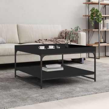 Gossi masuta de cafea, negru, 80x80x45 cm, lemn prelucrat si fier