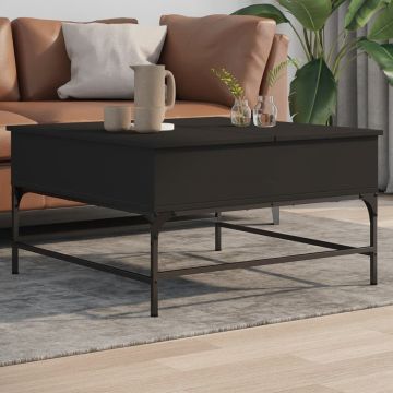 Gossi masuta de cafea, negru, 80x80x45 cm, lemn prelucrat si metal