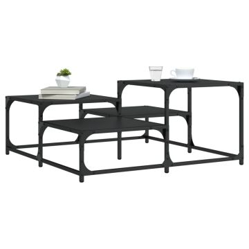 Gossi masuta de cafea, negru, 87,5x87,5x40 cm, lemn prelucrat