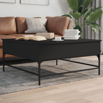 Gossi masuta de cafea, negru, 95x95x45 cm, lemn prelucrat si metal