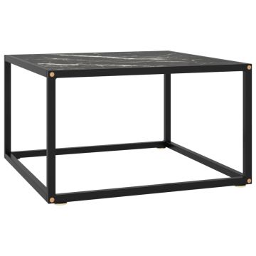 Gossi masuta de cafea, negru cu sticla neagra marmorata, 60x60x35 cm