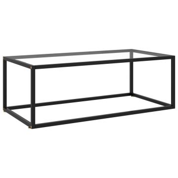 Gossi masuta de cafea, negru cu sticla securizata, 100x50x35 cm