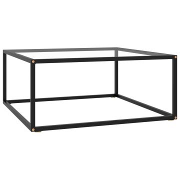 Gossi masuta de cafea, negru cu sticla securizata, 80x80x35 cm