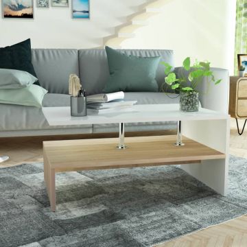 Gossi masuta de cafea, pal, 90x59x42 cm, culoarea stejarului si alb