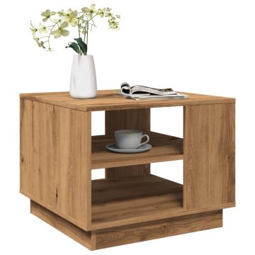 Gossi masuta de cafea, stejar artizanal, 55x55x42 cm, lemn prelucrat