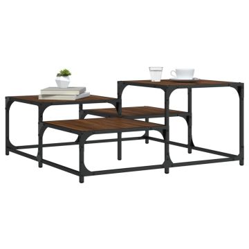 Gossi masuta de cafea, stejar fumuriu, 87,5x87,5x40 cm lemn prelucrat