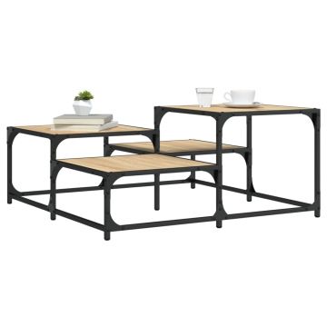 Gossi masuta de cafea, stejar fumuriu, 87,5x87,5x40 cm lemn prelucrat