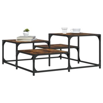 Gossi masuta de cafea, stejar fumuriu, 87,5x87,5x40 cm lemn prelucrat