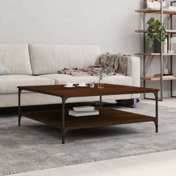 Gossi masuta de cafea, stejar maro, 100x100x40 cm, lemn prelucrat