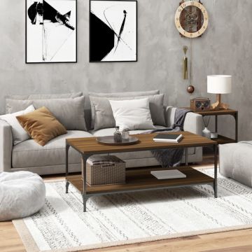 Gossi masuta de cafea, stejar maro, 80x50x40 cm, lemn prelucrat