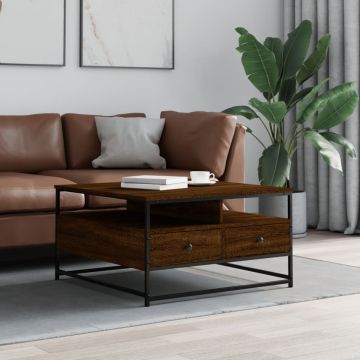 Gossi masuta de cafea, stejar maro, 80x80x45 cm, lemn prelucrat