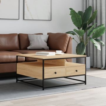 Gossi masuta de cafea, stejar sonoma, 80x80x45 cm, lemn prelucrat
