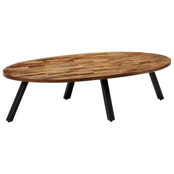 Gossi masuta de cafea, tec masiv reciclat, oval, 120 x 60 x 30 cm