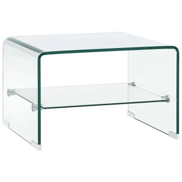 Gossi masuta de cafea, transparent, 50x45x33 cm, sticla securizata