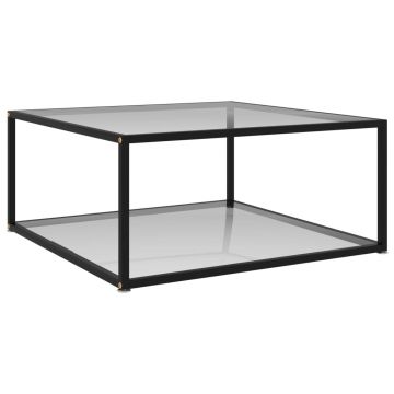 Gossi masuta de cafea, transparent, 80x80x35 cm sticla securizata